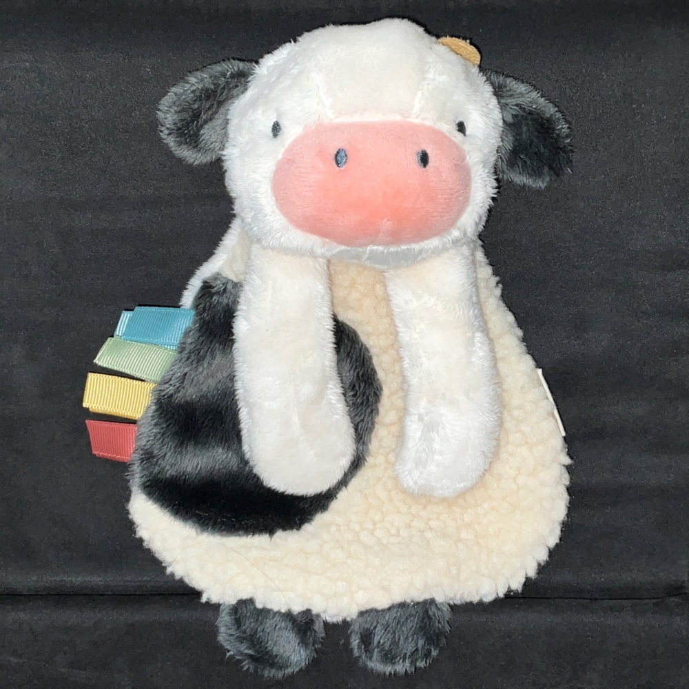 Itzy Ritzy Cute Cow Plush Toy with Colorful Tags